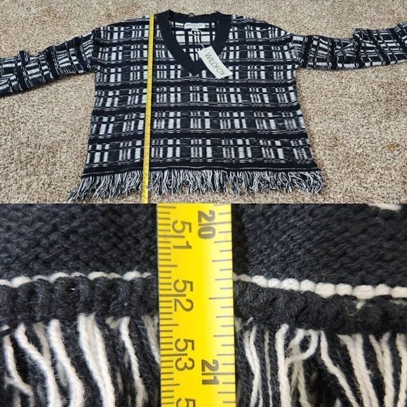 Wildfox Reese Ritzy Fringe Hem Sweater in Black and White NWT Size Medium - Picture 16 of 16